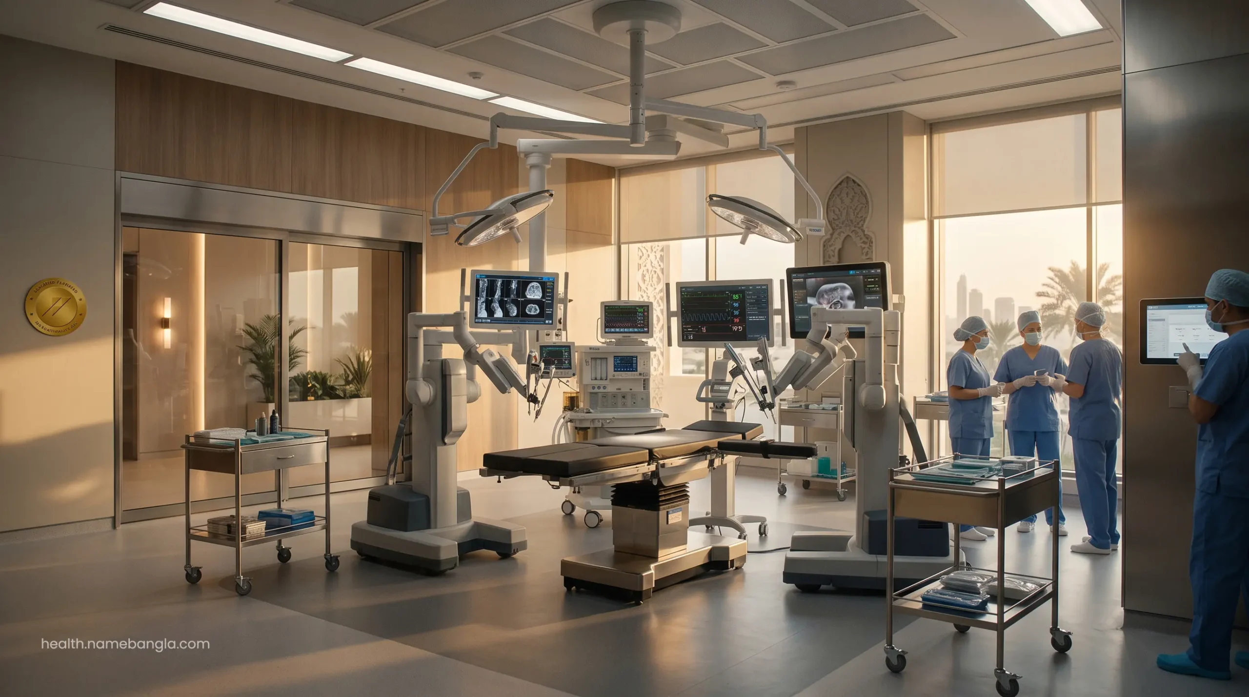 A state-of-the-art cosmetic surgery operating theater in an Abu Dhabi premium hospital.