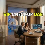 High-net-worth patient undergoing a premium VIP medical checkup in a luxury Dubai hospital.