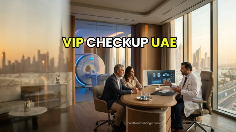 High-net-worth patient undergoing a premium VIP medical checkup in a luxury Dubai hospital.