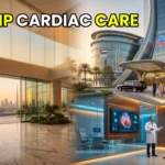 A high-net-worth patient consulting a board-certified cardiologist in a luxury heart institute in Dubai.